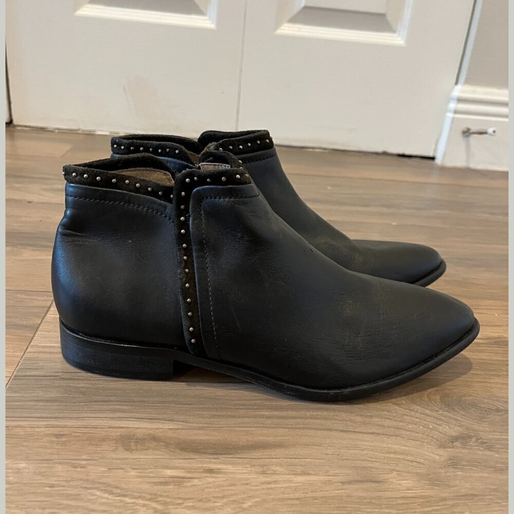 Vero Cuoio Black Leather Side Zipper Ankle Boots Women’s Size 37